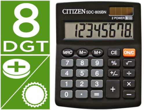 Calculadora citizen de secretaria sdc-805-bn 8 digitos 124x102x25 mm preta , Citizen , 50396 , 4562195139461